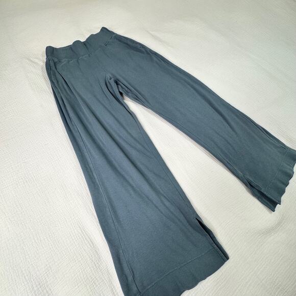 Pact Lounge Pants Blue Ribbed Waist Straight Leg Women’s Small Organic Cotton - Picture 6 of 16
